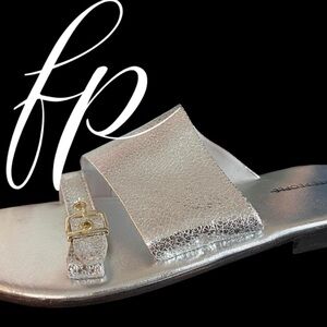 Free People Mila Metallic Sandals - Silver, Size 6, New